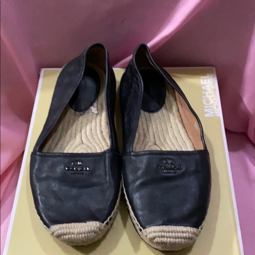 Size 10 black leather Coach loafers